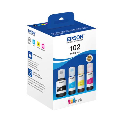 Epson 102 EcoTank Black/Cyan/Magenta/Yellow Ink Bottle Multipack