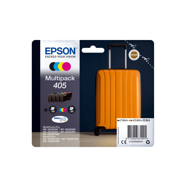Epson 405 Suitcase Black/Cyan/Magenta/Yellow Standard Capacity Ink Cartridge Multipack