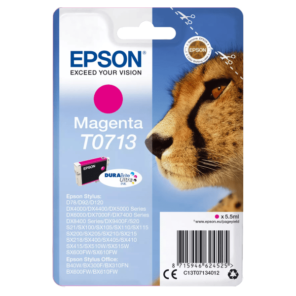 Epson T0713 Cheetah Magenta Standard Capacity Ink Cartridge 6ml