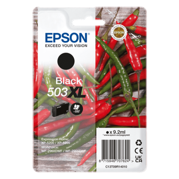 Epson 503 Chillies Black High Capacity Ink Cartridge 9.2ml