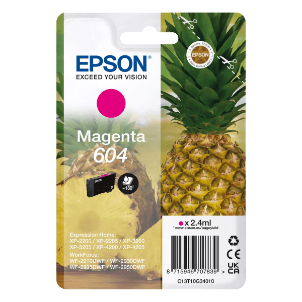 Epson 604 Pineapple Magenta Standard Capacity Ink Cartridge 2.4ml