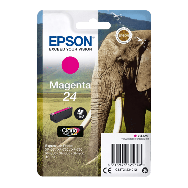 Epson 24 Elephant Magenta Standard Capacity Ink Cartridge 5ml