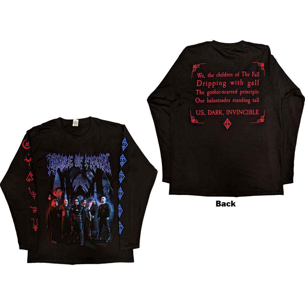 Cradle Of Filth Unisex Long Sleeve T-Shirt Band Tour (Back Print) Black (XL)