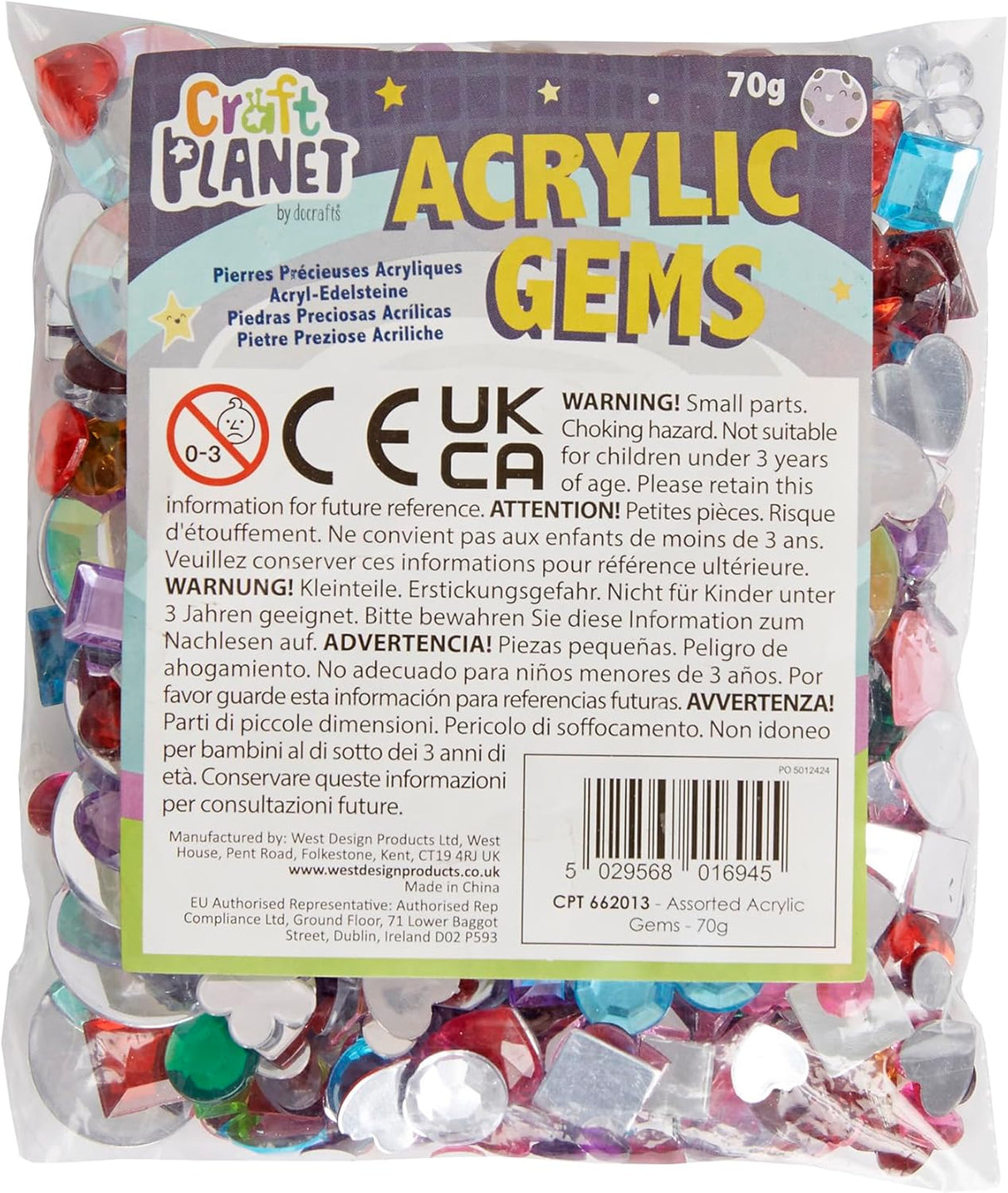 Craft Planet Acrylic Gems Assorted (70g)