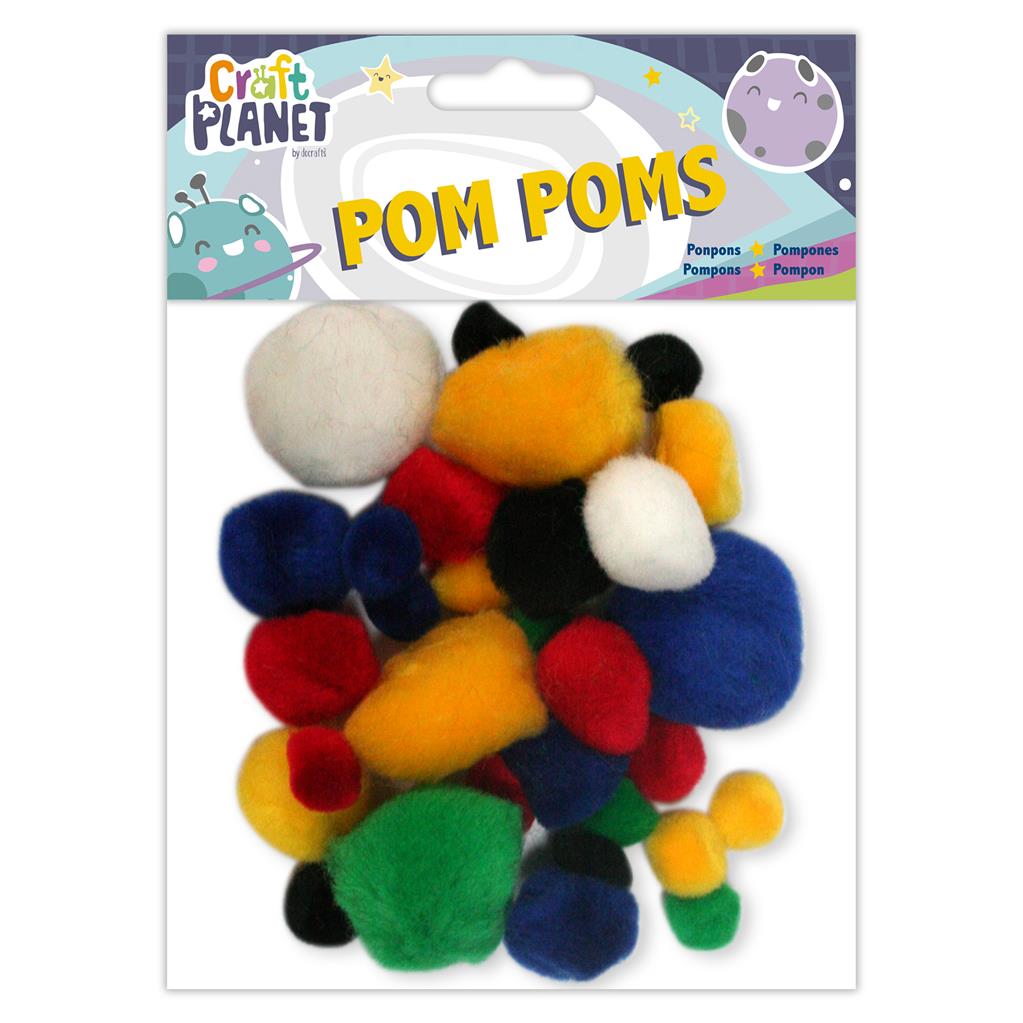 Craft Planet Pompoms - Assorted Colours (30pk)