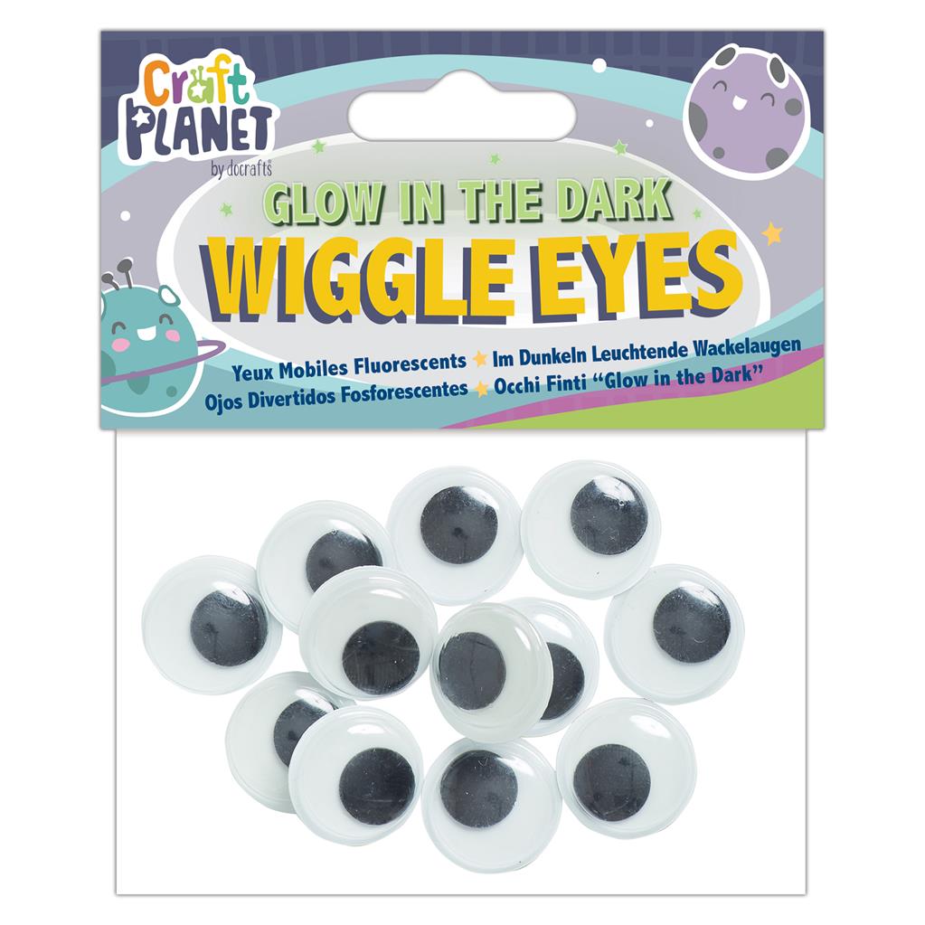 Craft Planet Glow-In-The-Dark Wiggle Eyes (12pcs)