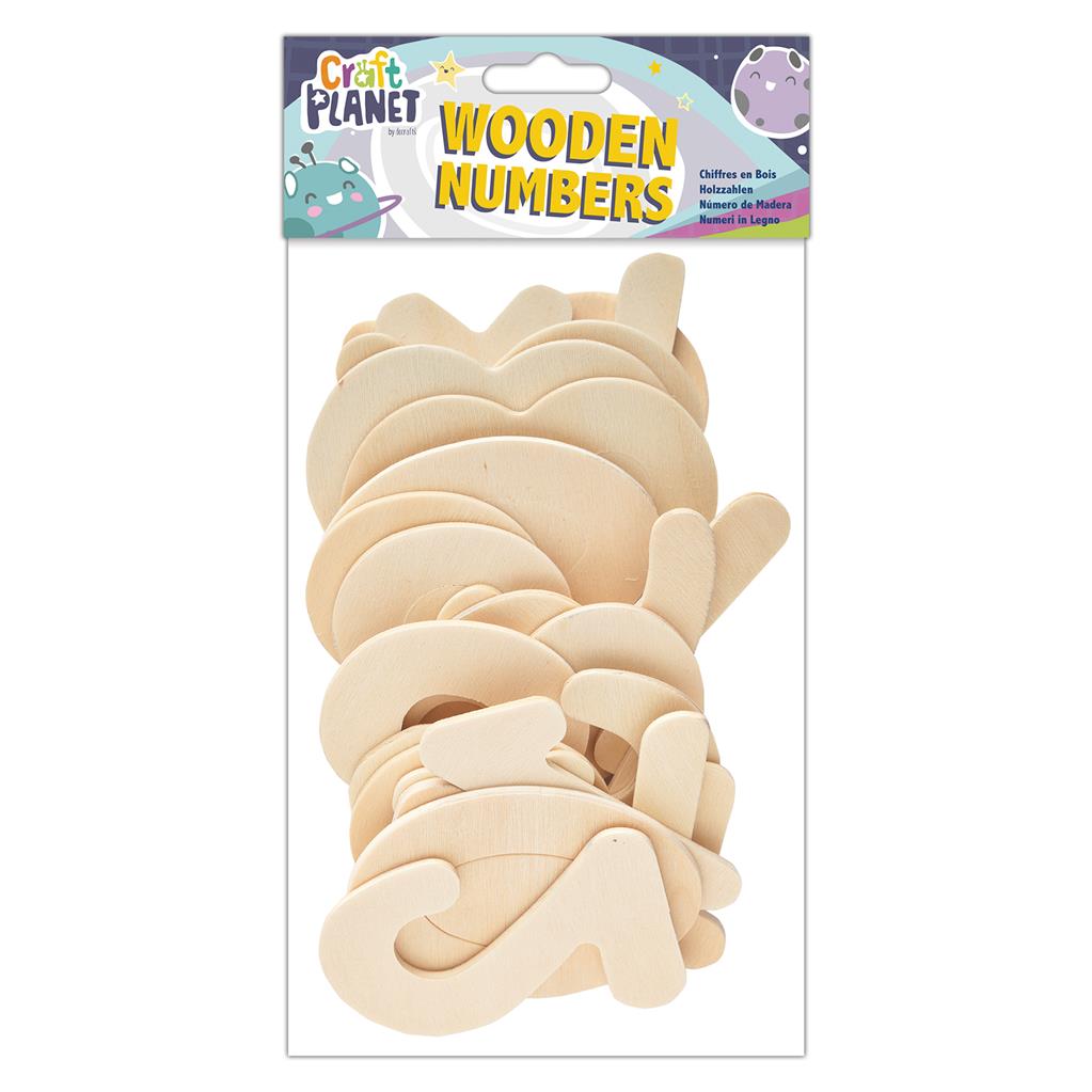Craft Planet Wooden Numbers - Natural (20pcs)