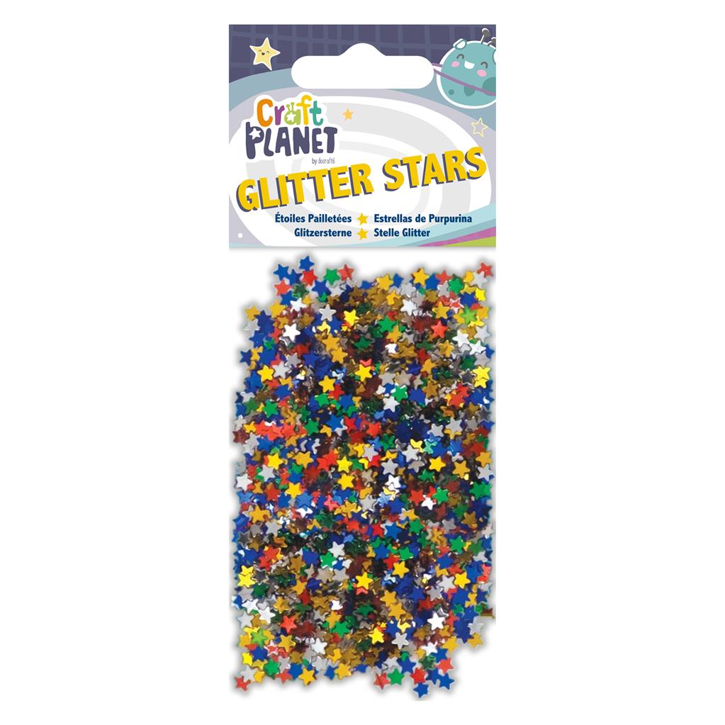 Craft Planet Glitter Stars - Assorted Colours (6mm)