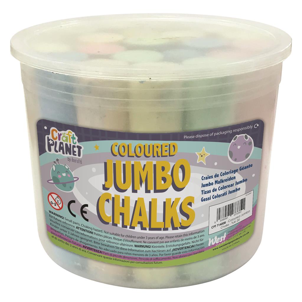 Craft Planet Jumbo Coloured Chalks in Tub (20pk)