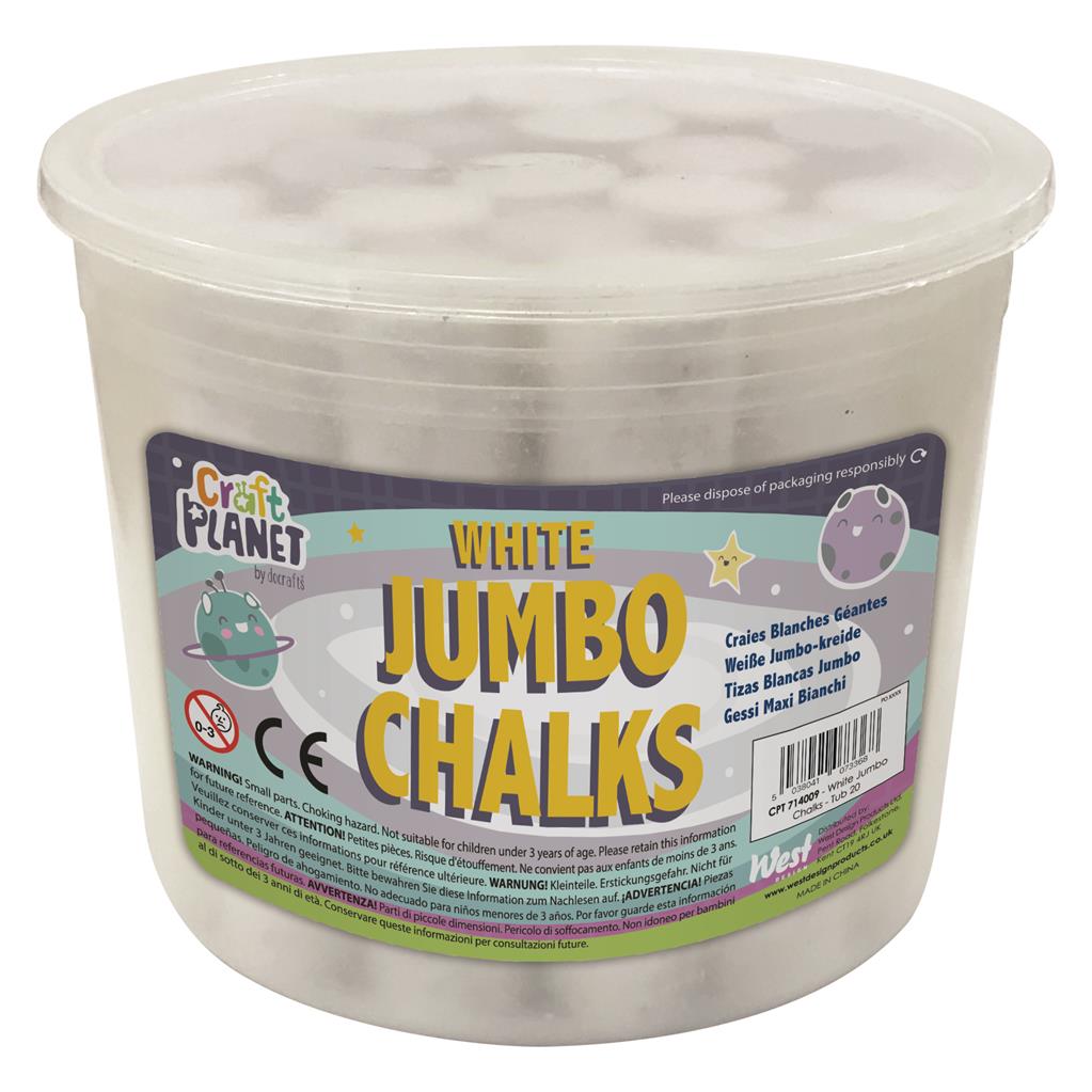 Craft Planet Jumbo White Chalks in Tub (20pk)