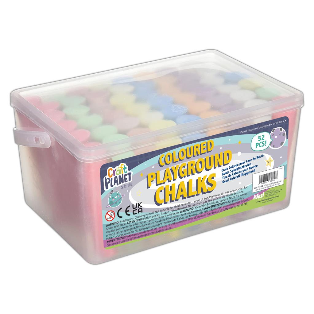 Craft Planet Coloured Playground Chalks in Tub (52pk)
