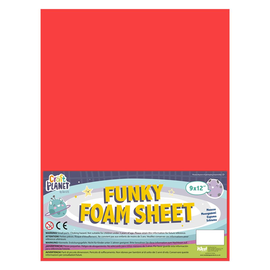 Craft Planet Funky Foam Sheet 9" x 12" (2mm) - Red (1sht)