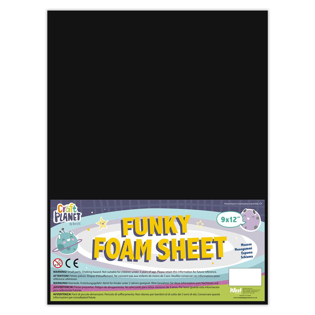 Craft Planet Funky Foam Sheet 9" x 12" (2mm) - Black (1sht)