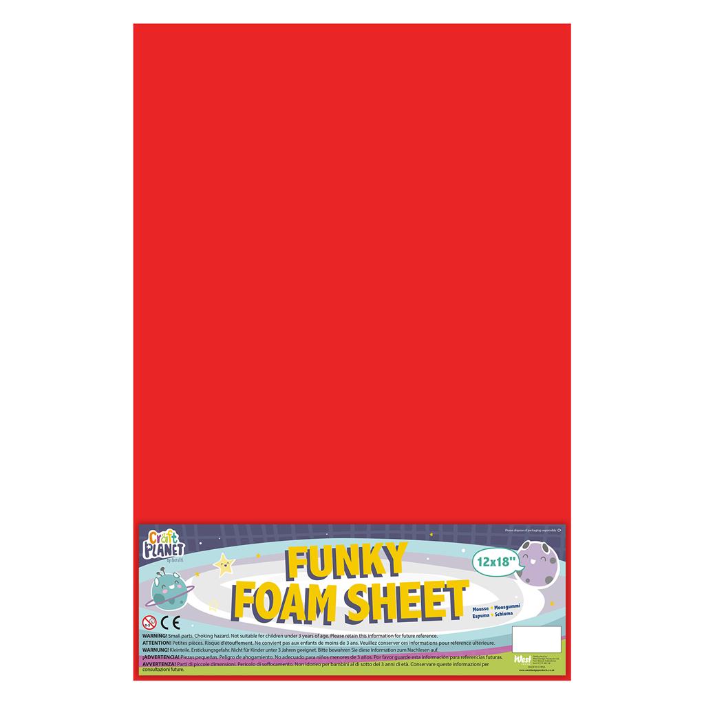 Craft Planet Funky Foam Sheet 12" x 18" (2mm) - Red (1sht)