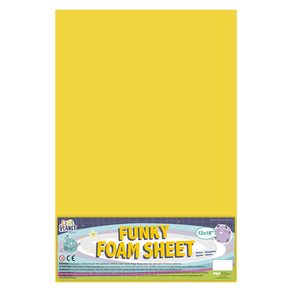Craft Planet Funky Foam Sheet 12" x 18" (2mm) - Yellow (1sht)