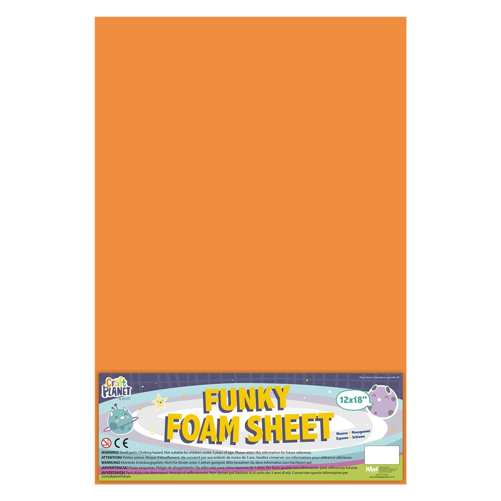 Craft Planet Funky Foam Sheet 12" x 18" (2mm) - Orange (1sht)