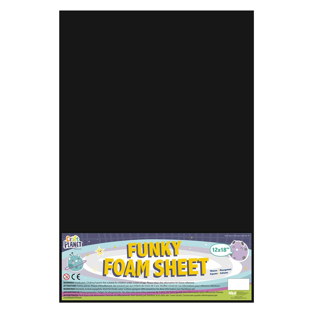 Craft Planet Funky Foam Sheet 12" x 18" (2mm) - Black (1sht)