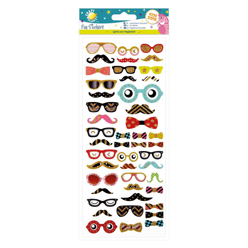 Craft Planet Fun Stickers - Glasses & Moustaches