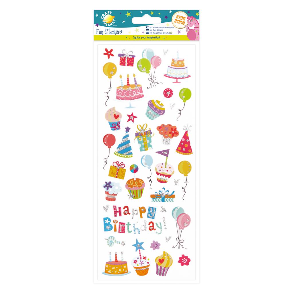 Craft Planet Fun Stickers - Glitzy Birthday