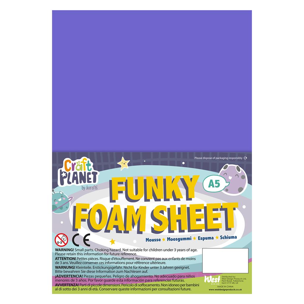 Craft Planet Funky Foam Sheet A5 (2mm) - Assorted Colours (10pk)