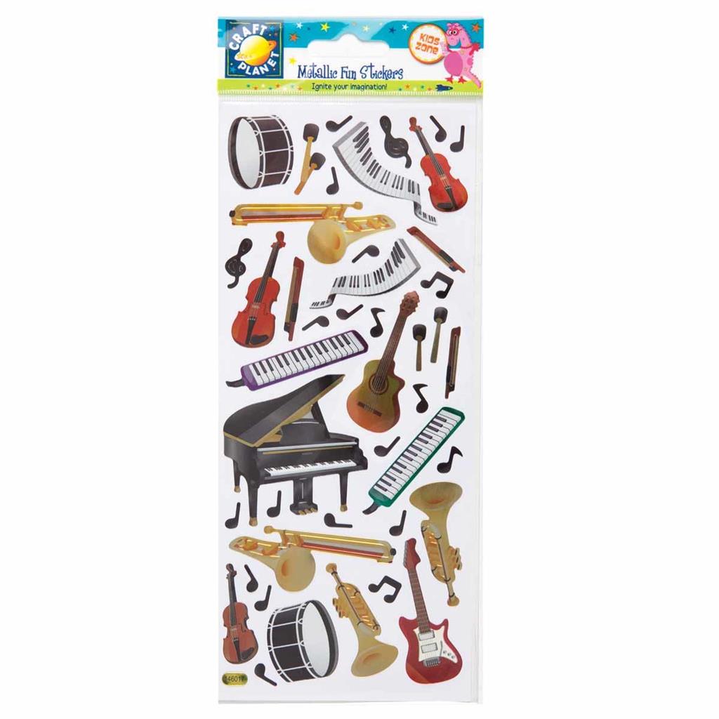 Craft Planet Fun Stickers Metallic - Instrumental