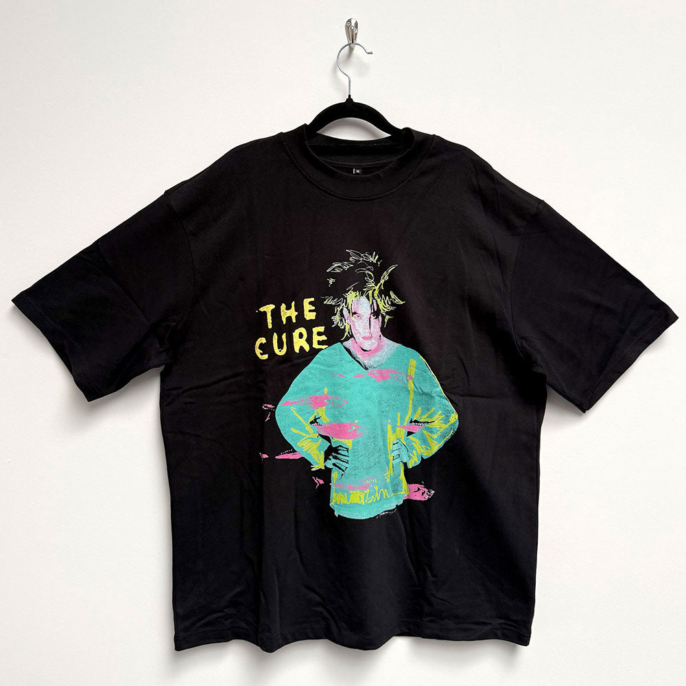 The Cure Unisex Oversized Boxy T-Shirt Beach Party Tour '86 (Back) Black) (XL)