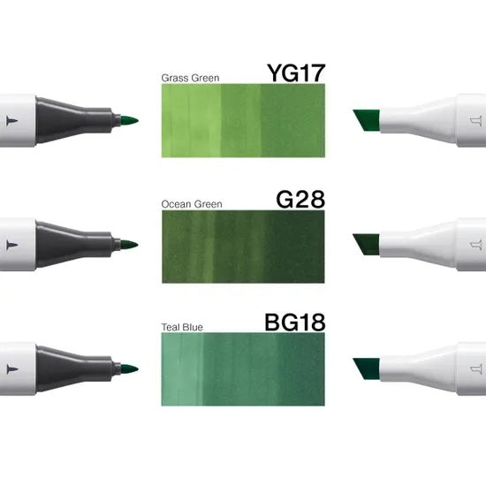 Copic Classic Designer Collection Marker Pen Set - Evergreen Tints (3pk)