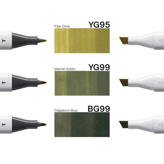 Copic Classic Designer Collection Marker Pen Set - Deep Forest Tints (3pk)