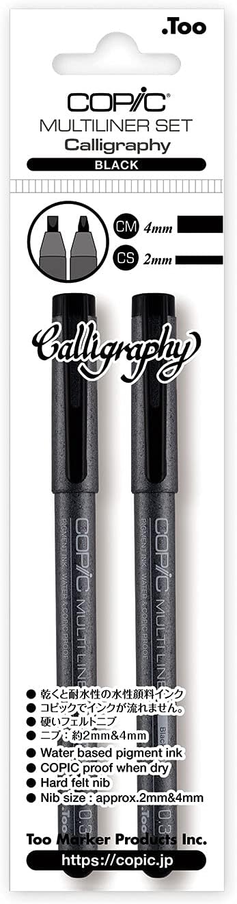 Copic Multiliner Calligraphy Pen S/M Black (2pc)