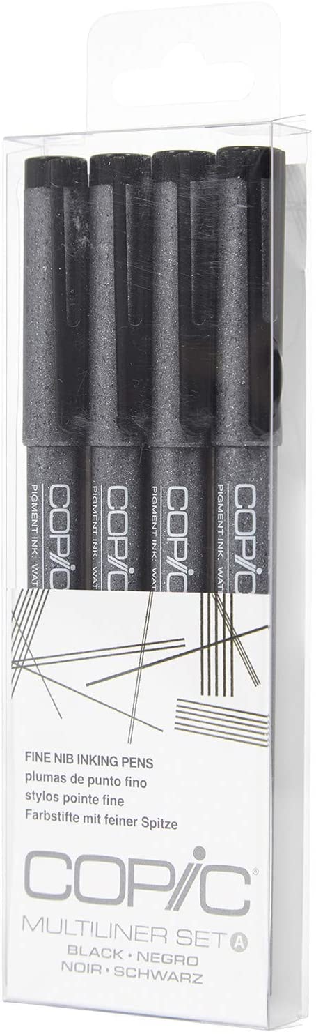 Copic Multiliner Fine Pen Set - Black (4pc)