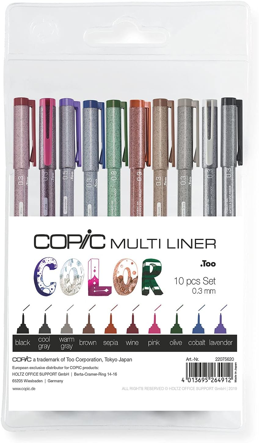 Copic Multiliner Fine Pen Set 0.3mm Multicoloured (10pc)