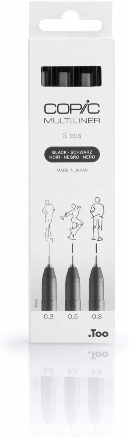 Copic Multiliner Pen Set Broad - Black (3pc)