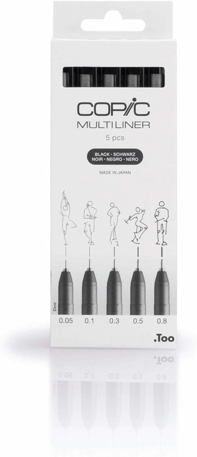 Copic Multiliner Pen Set Fine/Medium- Black (5pc)