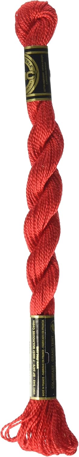 DMC Pearl Cotton Thread Size 5 25m Skein - Bright Red (666)