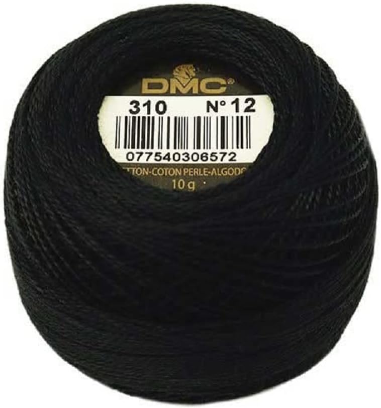 DMC Pearl Cotton Thread Size 12 120m Ball - Black (310)