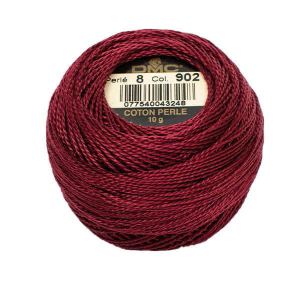 DMC Pearl Cotton Size 8 80m Ball - Very Dark Garnet (902)