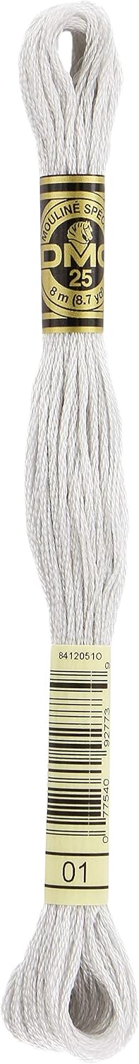 DMC Mouline Stranded Cotton Embroidery Thread 8m Skein - White (01)