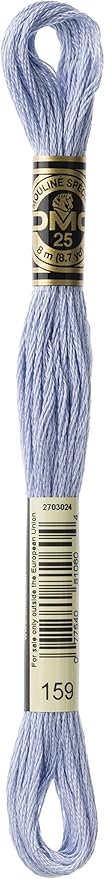 DMC Mouline Stranded Cotton Embroidery Thread 8m Skein - Light Grey Blue (159)