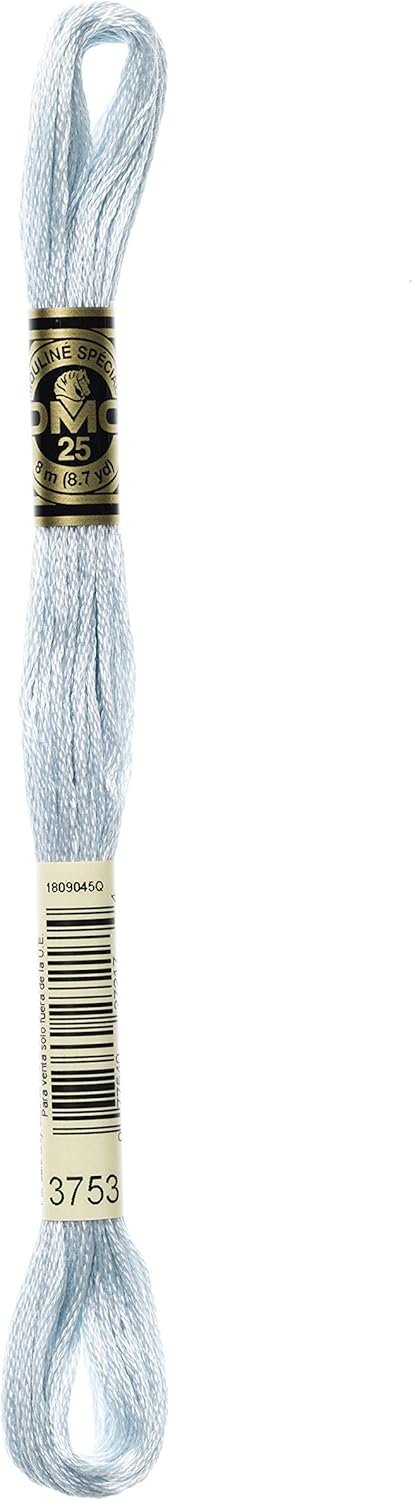 DMC Mouline Stranded Cotton Embroidery Thread 8m Skein - Ultra Light Antique Blue (3753)