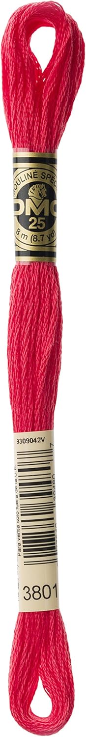 DMC Mouline Stranded Cotton Embroidery Thread 8m Skein - Light Christmas Red (3801)