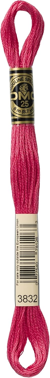 DMC Mouline Stranded Cotton Embroidery Thread 8m Skein - Medium Raspberry (3832)