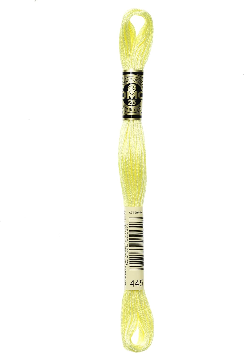 DMC Mouline Stranded Cotton Embroidery Thread 8m Skein - Light Lemon (445)