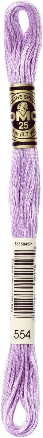 DMC Mouline Stranded Cotton Embroidery Thread 8m Skein - Light Violet (554)