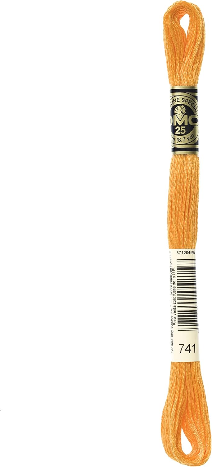 DMC Mouline Stranded Cotton Embroidery Thread 8m Skein - Medium Tangerine (741)