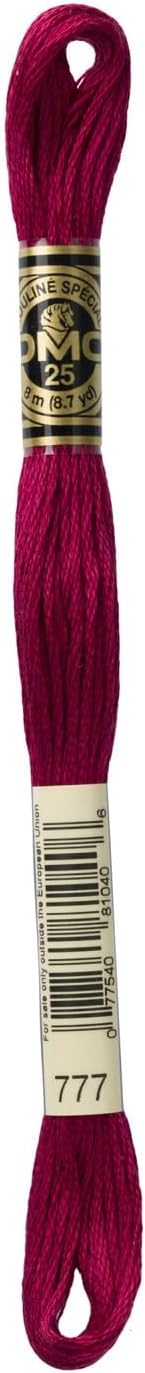 DMC Mouline Stranded Cotton Embroidery Thread 8m Skein - Very Dark Raspberry (777)