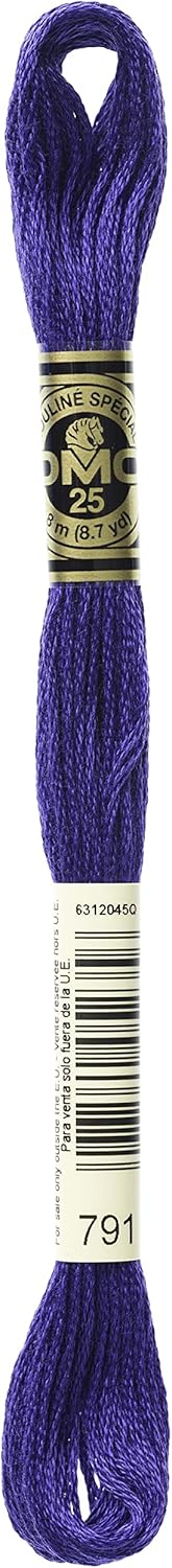 DMC Mouline Stranded Cotton Embroidery Thread 8m Skein - Very Dark Cornflower Blue (791)