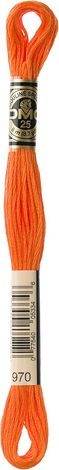 DMC Mouline Stranded Cotton Embroidery Thread 8m Skein - Light Pumpkin (970)