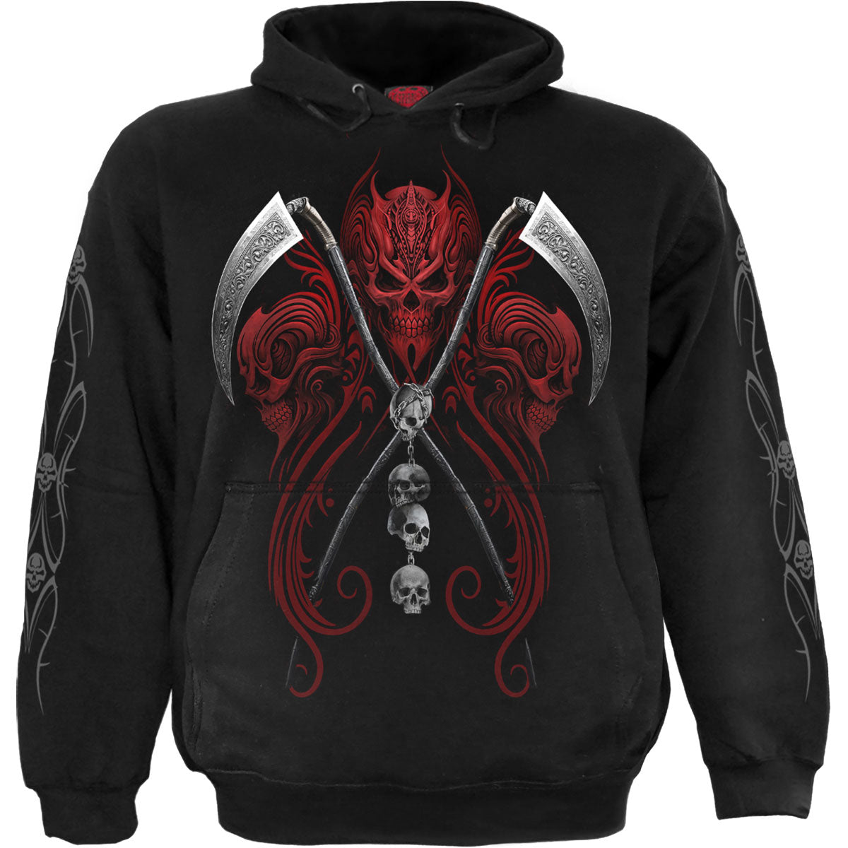 Spiral Unisex Pullover Hoodie Reaperess (Back & Sleeve Print) Black (XXL)