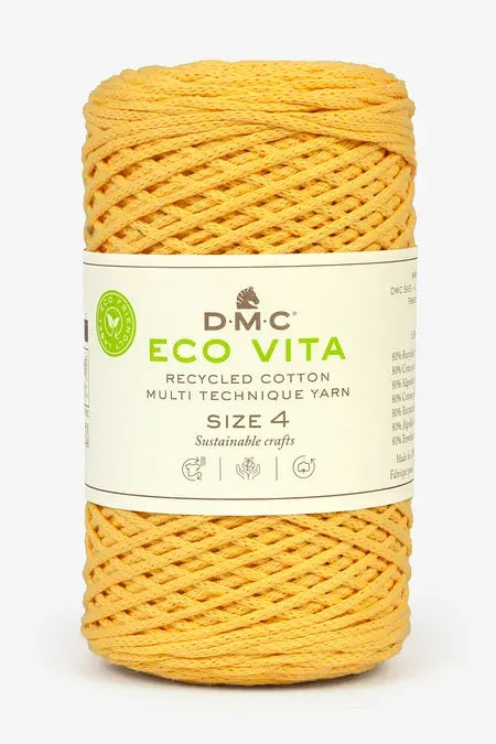 DMC Eco Vita 4 Crochet/Knitting Yarn 250g Ball - Yellow (09)