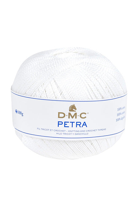 DMC Petra Crochet/Knitting Yarn Size 3 100g Ball - White (B5200)